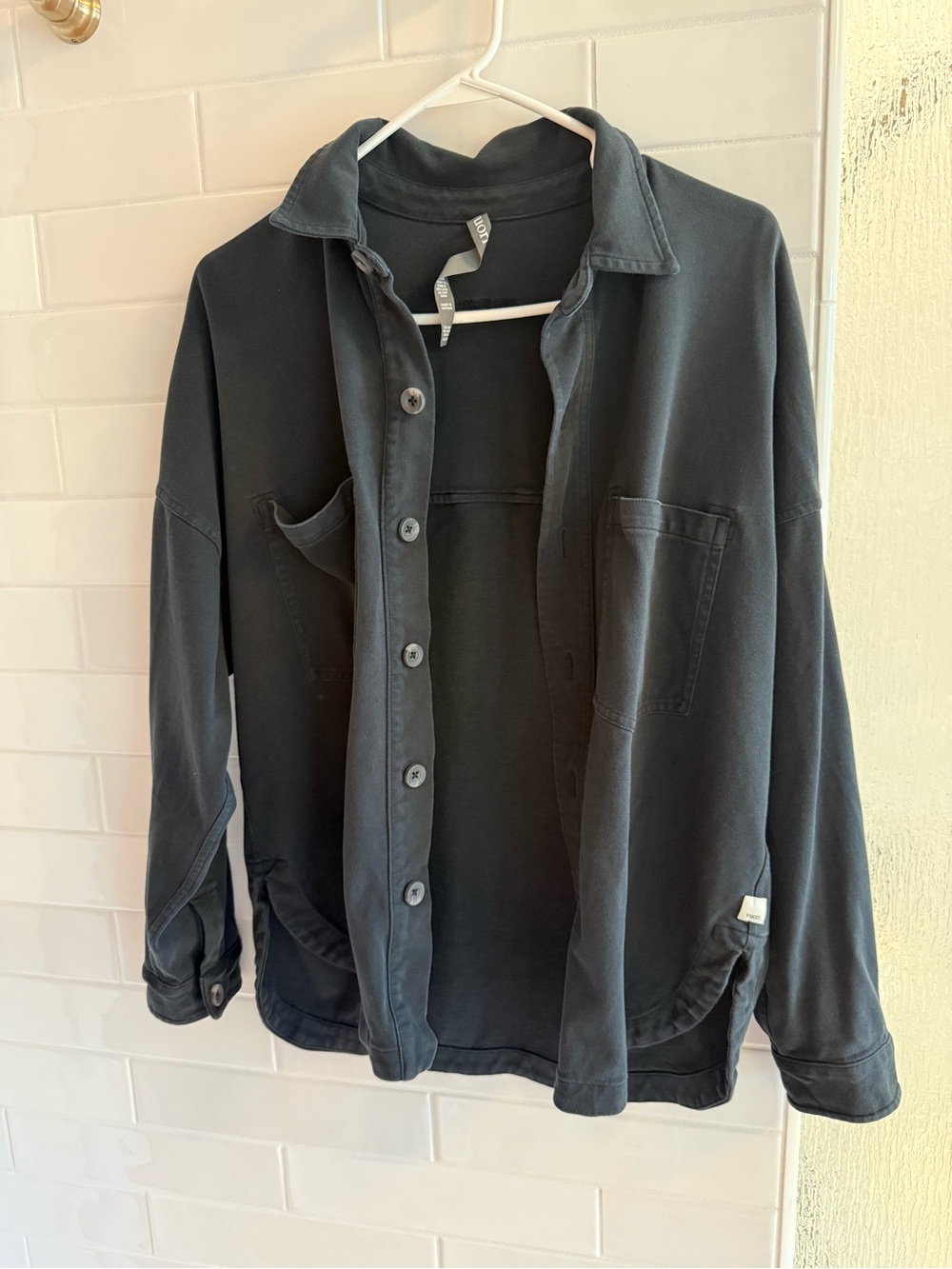 Vuori Black Cotton Henley Shirt